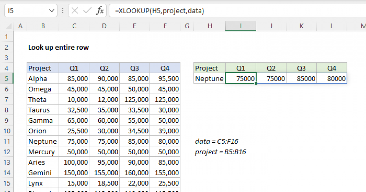 Look Up Entire Row Excel Formula Exceljet 7451